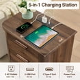 thumbnail image 3 of Wooden Nightstands 22" Wide Fluted Nightstand with Charging Station, Modern End Table for Living Room, Bedroom, Home Office, Wood 3 Drawer Dresser, Large Bedside Tables, Curved Profile Design,Bedsid, 3 of 11