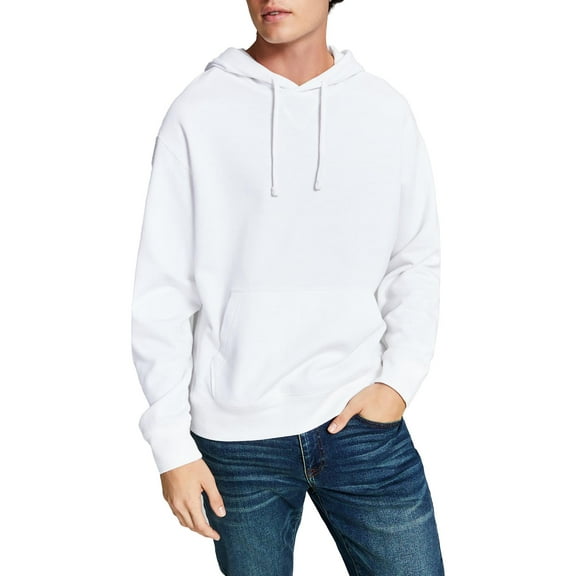 And Now This Men's Fleece Hoodie with Kangaroo Pockets White Size Medium