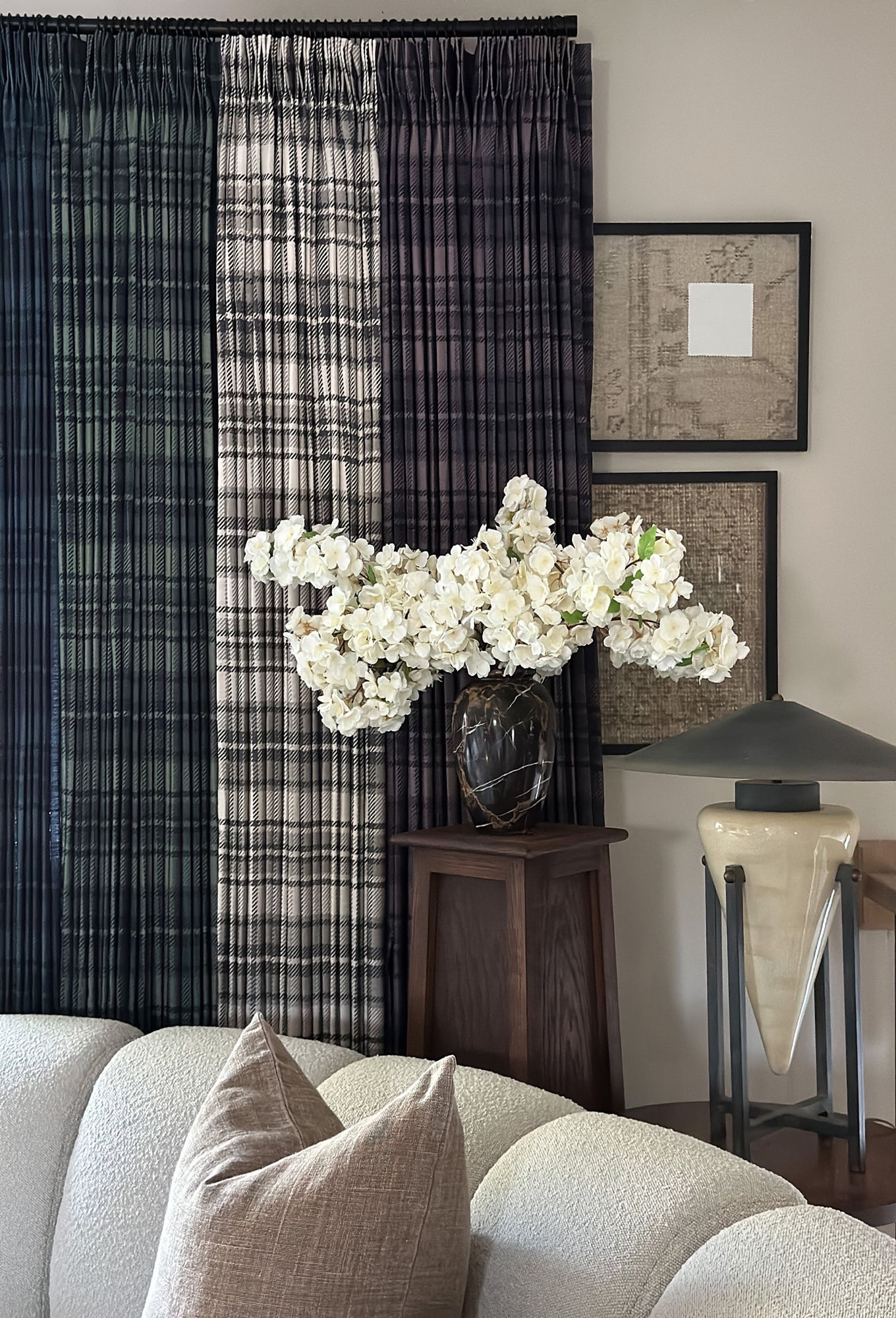 TWOPAGES Linen Blend Pinch Pleat Curtain Room Darkening Drape for Living Room, 1 Panel, 52Wx84L, Raisin