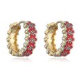 thumbnail image 4 of Pink/black/white Snowflake Shape Enamel Small Hoop Earrings------Product code 79907, 4 of 5