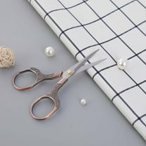 XYRSRUW Vintage Stainless Steel Scissors, Elegant Carved Scissors with Electroplated Finish, Durable Thread Cutting Shears for Home or Office(Brown)