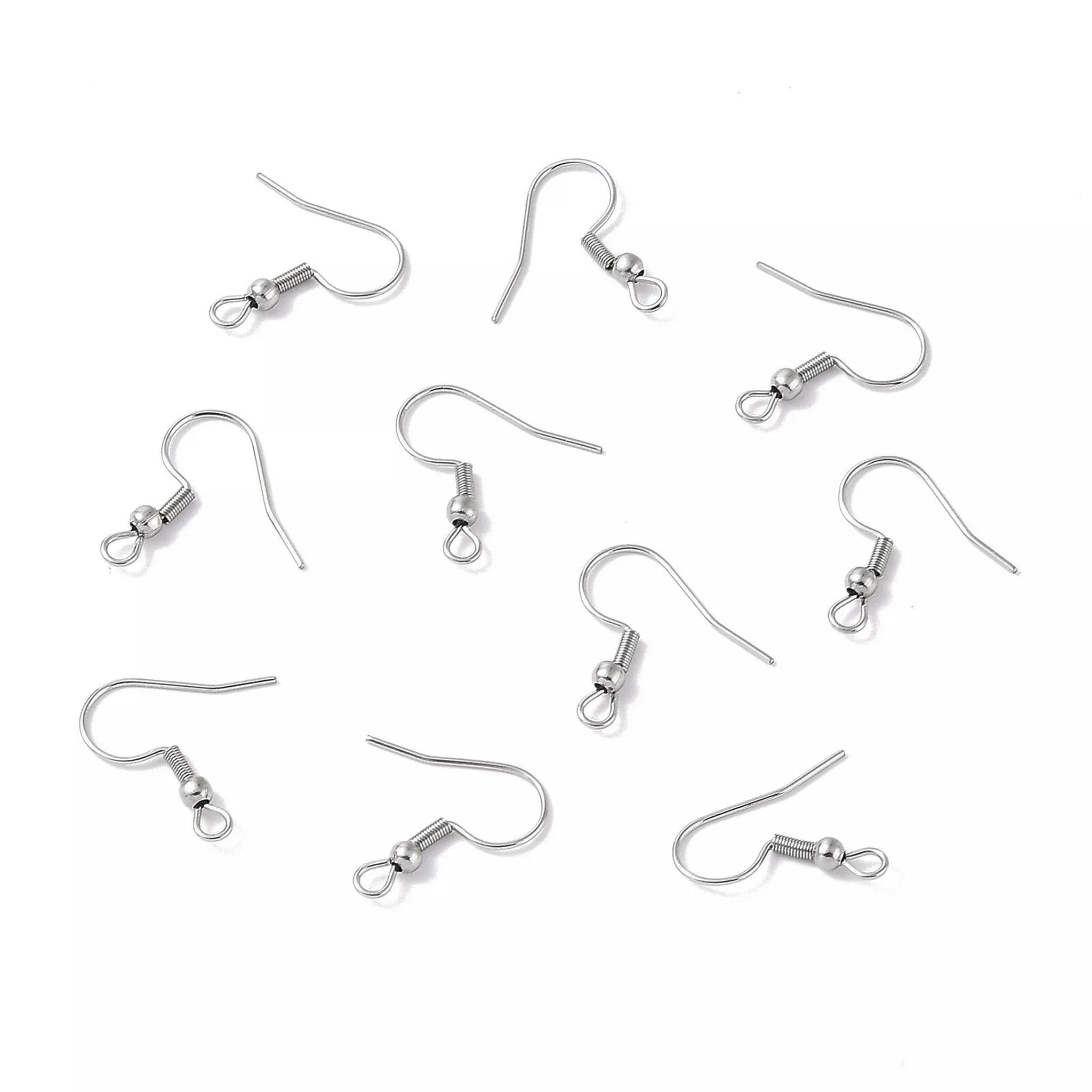 U8MO 1,000 pcs Stainless Steel Earring Hooks Ear Wire with Horizontal Loop 20x19.5mm