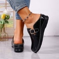 thumbnail image 3 of Womens Closed Toe Wedge Sandals Fashion Patent Leather Wide Width Platform Mules Comfortable Non Slip Work Clogs Black Size 8, 3 of 6