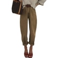 thumbnail image 1 of Vaqueros elegantes para mujer, cintura alta, casuales, holgados, color marrón, talla 14, 1 of 3