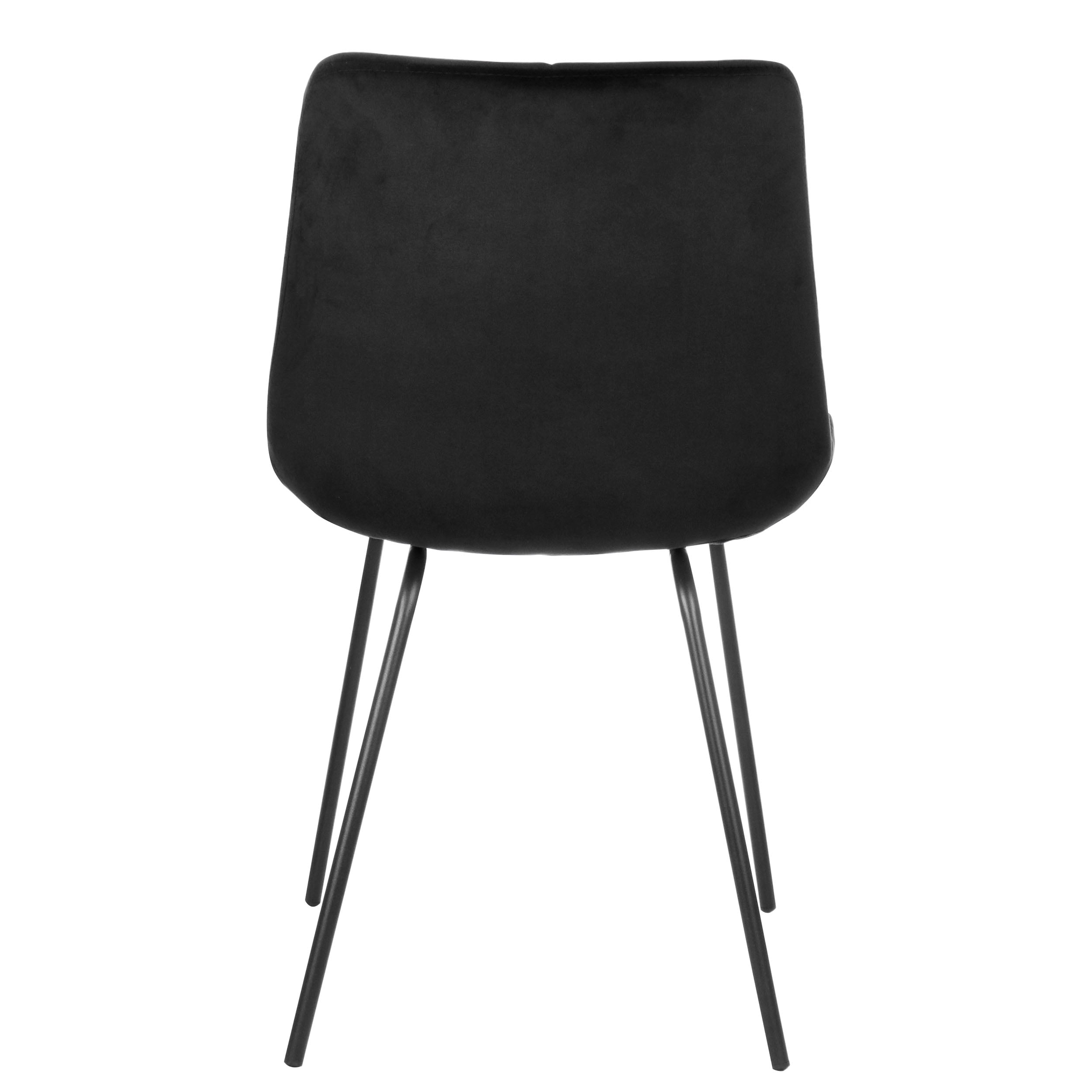 Elama 2 Piece Velvet Tufted Chair in Black with Metal Legs