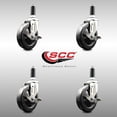 thumbnail image 2 of 5 Inch 316SS Hard Rubber Swivel 1 Inch Expanding Stem Caster Set Brake SCC, 2 of 2