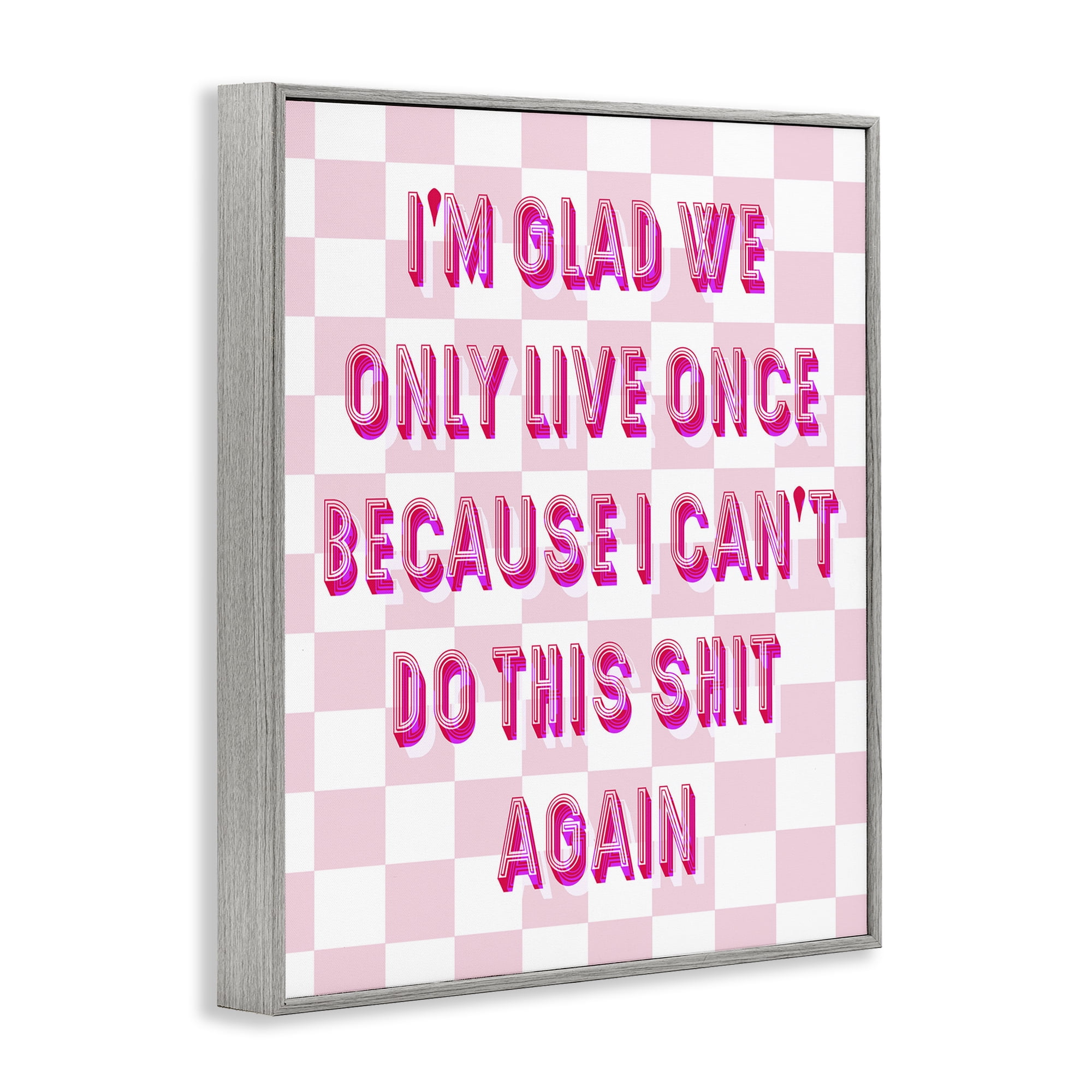 Stupell Industries Funny Only Live Once Typography Painting Gray Framed Art Print Wall Art, 11 x 14