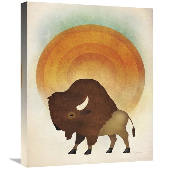 Global Gallery's 'Blazing Sun Bison' By Ryan Fowler Stretched Canvas Wall Art
