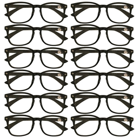 12 Packs Mens Womens Oval Round Frame Reading Glasses Blue Light Blocking Readers +0.75