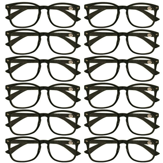 12 Packs Mens Womens Oval Round Frame Reading Glasses Blue Light Blocking Readers +0.75