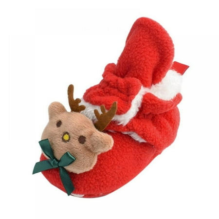 

Newborn Baby Cozy Fleece Booties Unisex-Baby Christmas Red Shoes Winter Warm Footwear Prewalkers 0-18M