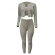 thumbnail image 3 of Gibobby Set Pants y Sudadera Mujer Suéter de punto de color sólido para mujer, cárdigan sexy ajustado, traje pantalón de tres piezas(Gris,G), 3 of 5