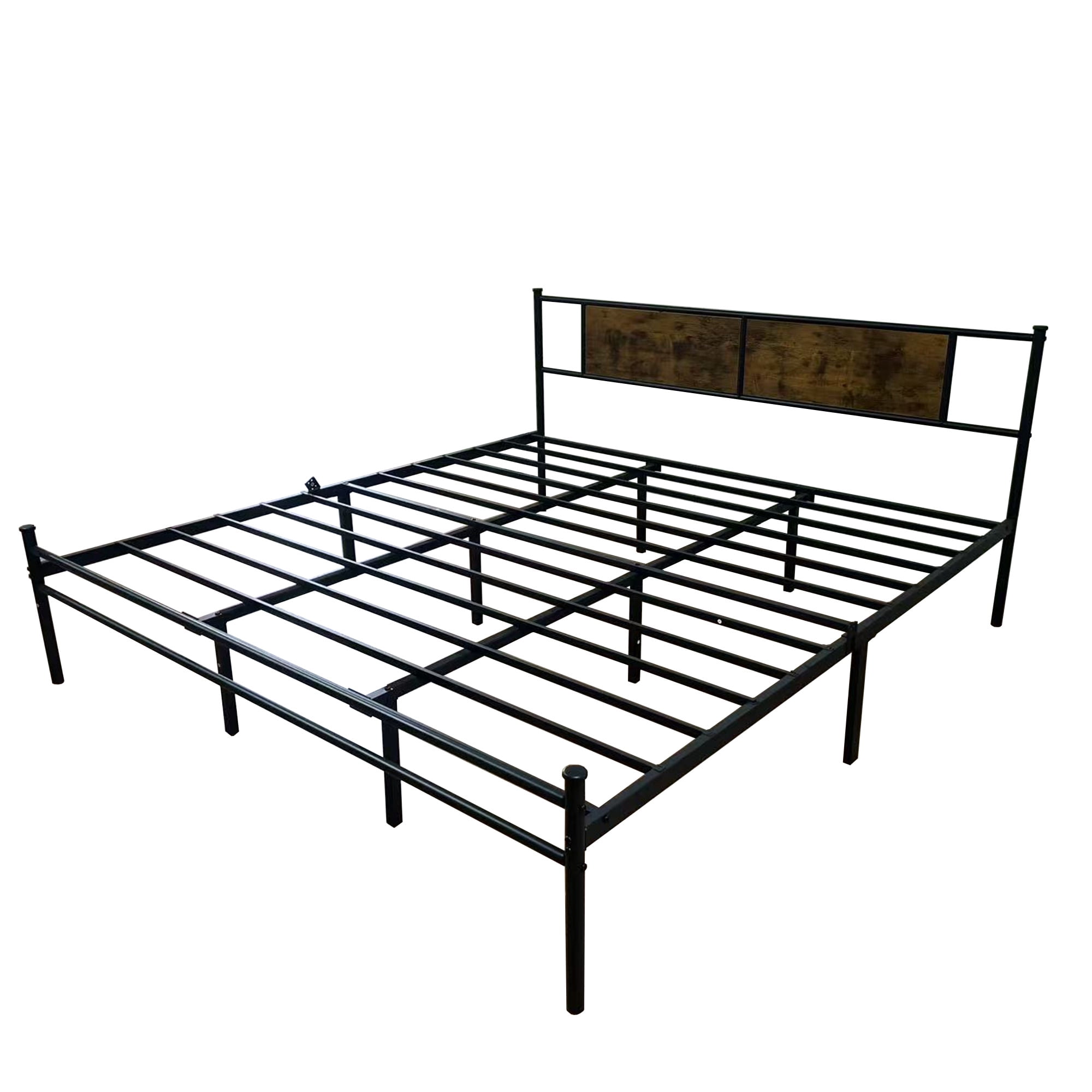 PORKISS King Size Metal Bed Frame with Headboard, Modern Platform Bed Frame, Holds 1000 lb, No Box Spring Needed, Suitable for Adult, Black