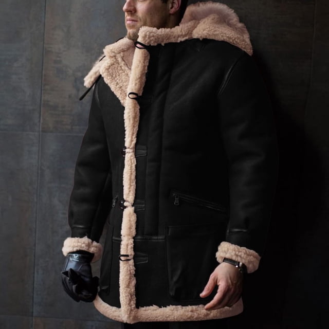 RKSTN Jackets for Men Fall/Winter Fashion Fleece Jacket Stretch Washed Top Jacket Fall and Winter Long Sleeve Jacket Coats