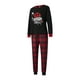 thumbnail image 2 of Pijamas familiares navideños a juego, camisetas de manga larga con estampado de letras y pantalones a cuadros. Ropa de dormir y estar por casa., 2 of 9