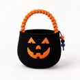 thumbnail image 2 of Halloween Pumpkin Woven Storage Basket with Handles, Cotton Rope Candy Gift Holder for Bathroom Countertop Nursery Decor (Black), 2 of 4
