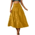 thumbnail image 5 of Feancey Casual Maxi Skirts for Women Tiered Flowy Beach Skirt Summer High Waisted A-Line Skirts Solid Color Loose Boho Vacation Skirt Yellow XL, 5 of 10
