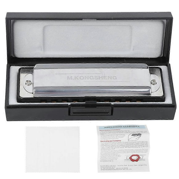 Blues Harmonica 10‑Hole Mouthorgan #F Key ABS Resin Comb Wind Instrument Professional(Black )