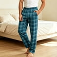 thumbnail image 2 of Zenithor Men's Pajama Pants Soft Comfortable Plaid Sleeping Bottoms Drawstring Elastic Waist Loungewear Winter Warmth S-XL Blue, 2 of 8