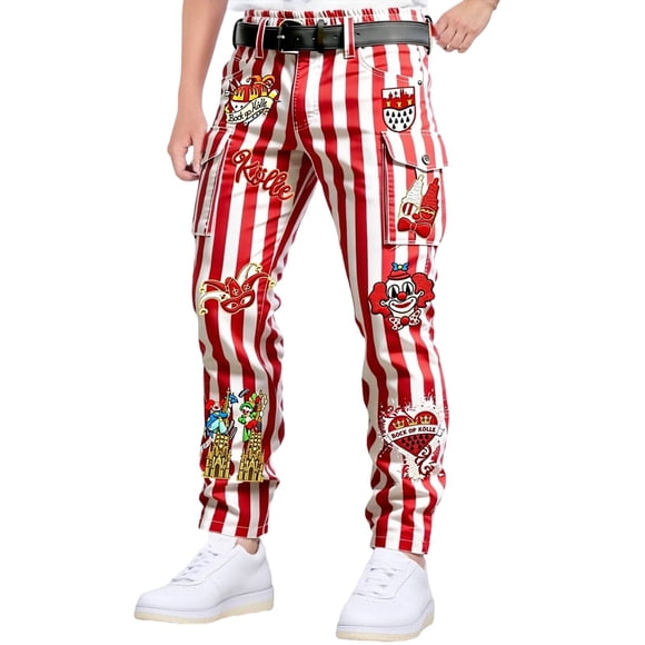 Festival Print Cargo Pants Style Work Trousers With Multiple Pockets For Outdoor Casual Streetwear Men'S Cargo Pants Red Xxl