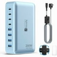 thumbnail image 1 of LinQingQ 8-Port Multi Charging Stations 200W with Flat Plug, Braided Power Cord, and On/Off Switch- USB Charging Hub for iPhone, iPad, MacBook and More- 65W C Port Power Adapter for Laptops, 1 of 1
