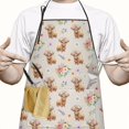 thumbnail image 2 of Beige Highland Cow Flower Pattern Apron-Garden Aprons for Women with Pockets-Cotton Linen Waterproof Kitchen Cooking Gardening Aprons Adjustable for Kitchen,Cooking,BBQ and Salon 33x27 Inch, 2 of 7