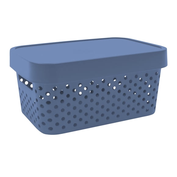 Caja con Tapa 4.5 Litros Plastic Trends Modelo Paris Color Azul Plumbago