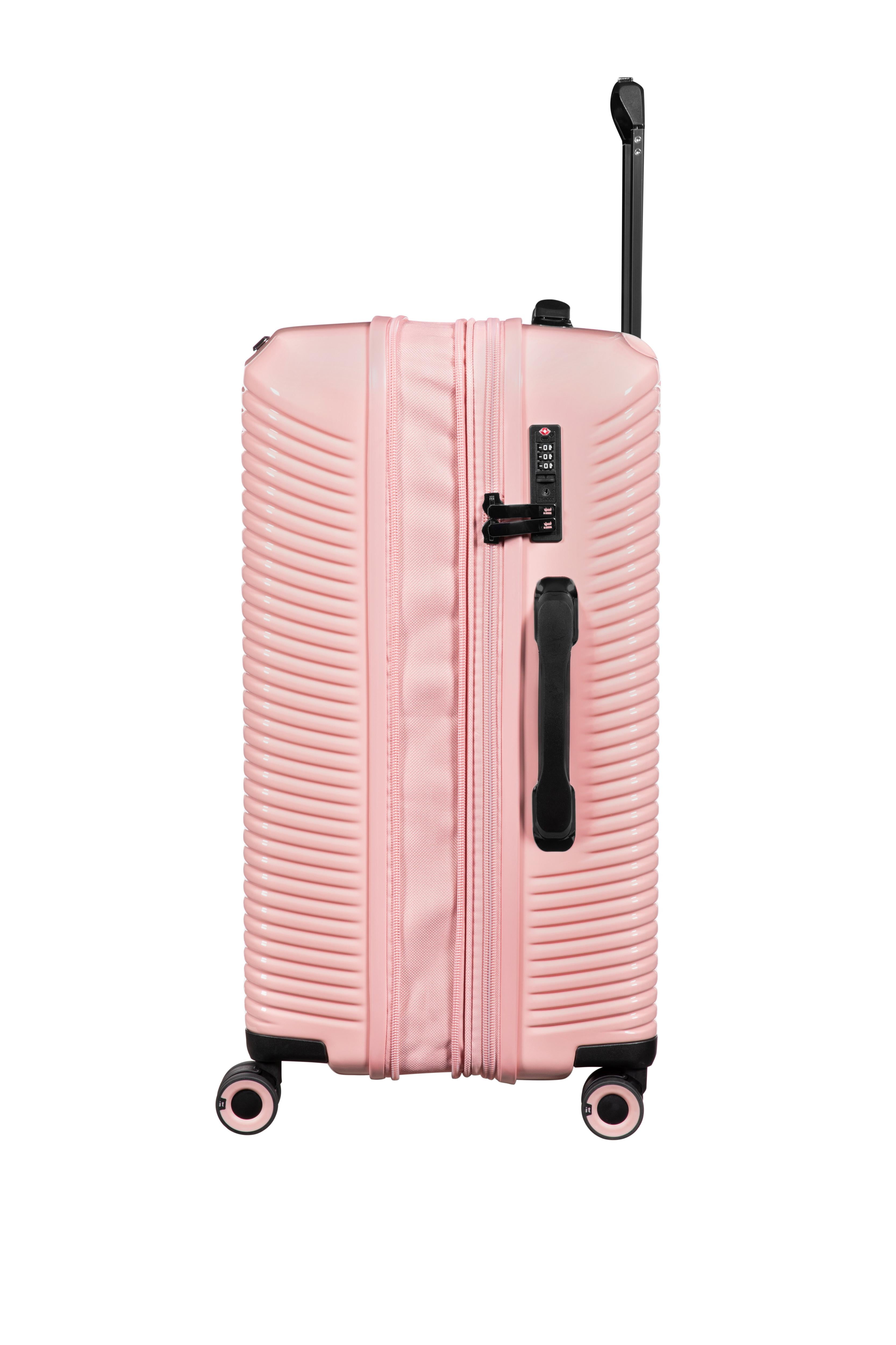 it luggage Traversed 32" Hardside Checked 8 Wheel Expandable Luggage Suitcase Spinner, Metallic Rose Gold