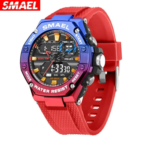 EXPLOJOY Men's Digital Sport Watch – Dual Time, LED Light, Waterproof, Student-Friendly Design
