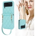 thumbnail image 3 of REQO for Samsung Galaxy Z Flip 3 Case, Diamond Fashion Style and Slim Thin Texture, Hinge Protection, Adjustable Crossbody Strap, 3 of 6