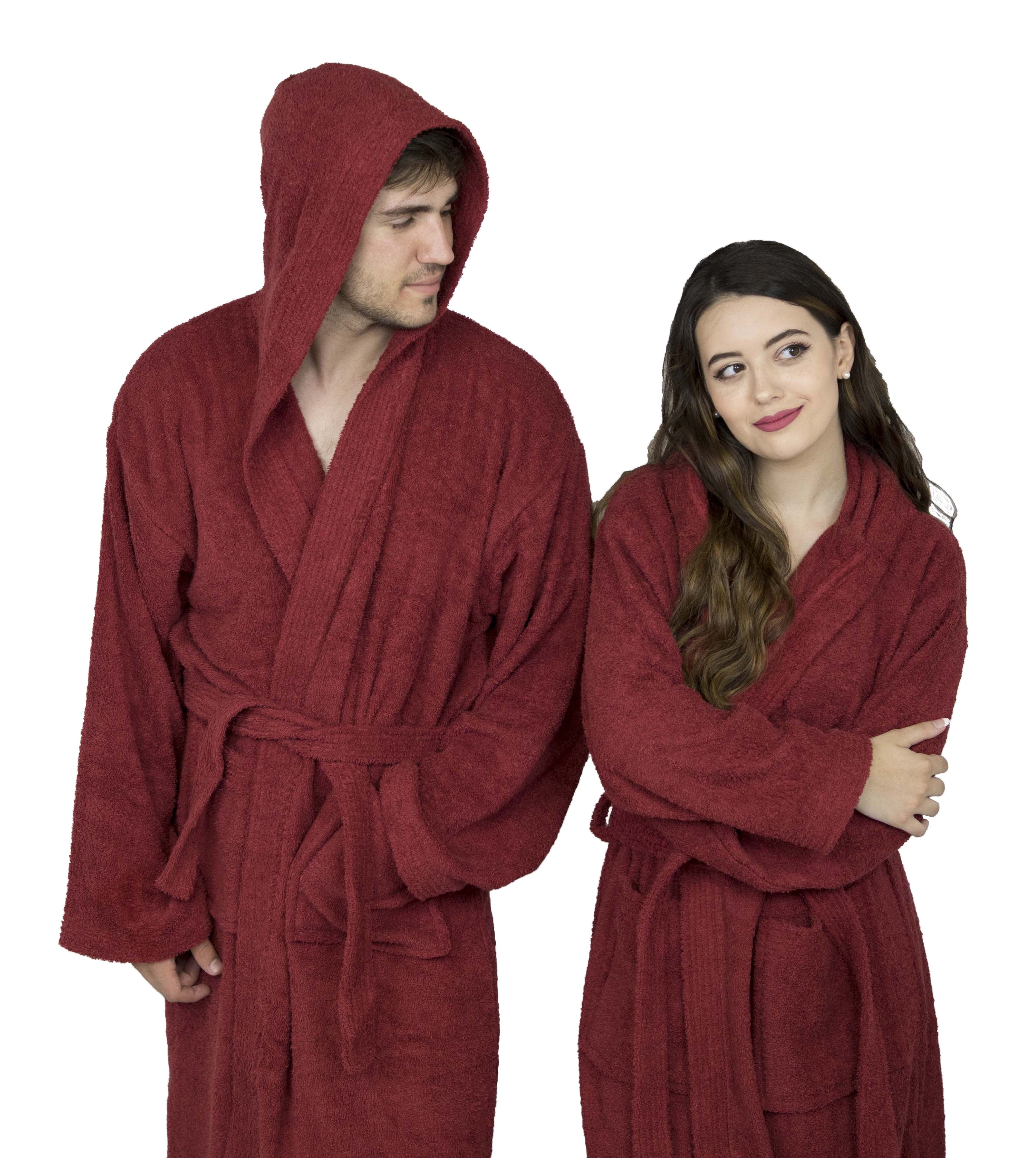 BRANDBUYS Mens Terry Towelling Cotton Dressing Gown Bathrobe Highly Absorbent Hooded and Shawl Towel Bath Wrap 