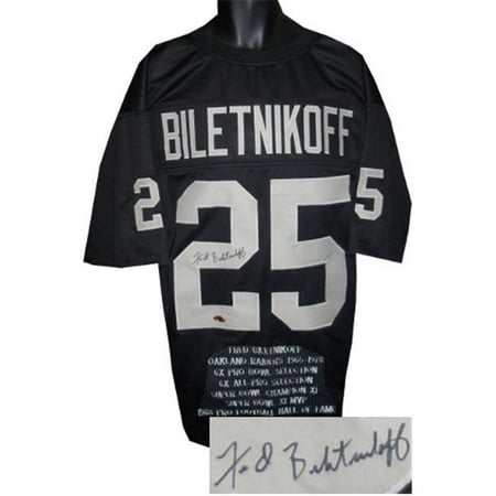 - CTBL-015924N Fred Biletnikoff Signed Black TB Custom Stitched Pro Style Football Jersey with Embroidered Stats, Extra Large