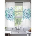 thumbnail image 5 of Teal Blue Eucalyptus Leaves Semi Sheer Window Curtains 72 Inches Long, Spring Summer Botanical Floral Rod Pocket Voile Silky Chiffon Curtain Light Filtering Drapes for Living Room, 52"x72", 2 Panels, 5 of 9