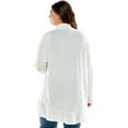 thumbnail image 4 of Pastel by Vivienne Women's Open Front Cardigan with Ruffle Detail Plus Size Ivory XX-Large, 4 of 5