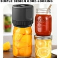 thumbnail image 6 of Mason Jar Vacuum 2 IN 1 Design Electric Mason Jar Vacuum Sealing Kit, Fully Automatic Suction Stop Food Storage Vacuum Sealer for Wide Mouth and Regular Mouth Mason Jars, Black, 6 of 7