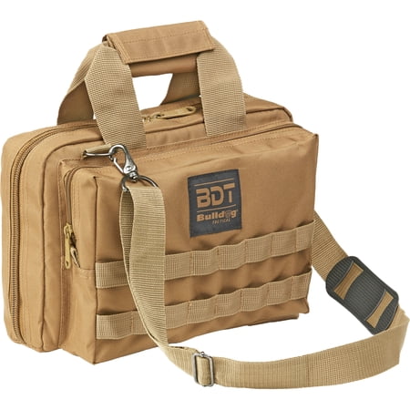 Bulldog Cases & Vaults Deluxe 2 Pistol Range Bag w/ Strap & MOLLE Tan