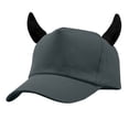 thumbnail image 2 of ZDNIXIAN Devil Horn Baseball Cap, 3D Plush Horn Decor Solid Color Adjustable Costume Hat, Lightweight Structured Crown Unisex Holiday Party Accessory, 2 of 3