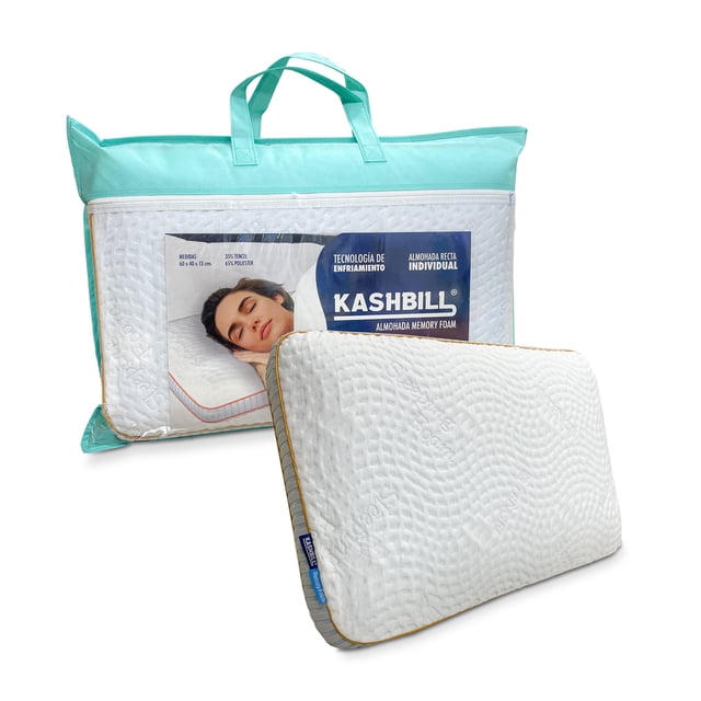 Almohada Kashbill Memory Foam Blue Gel, Hipoalergénica, Antibacterial y Transpirable - Máximo Confort y Frescura 60x40