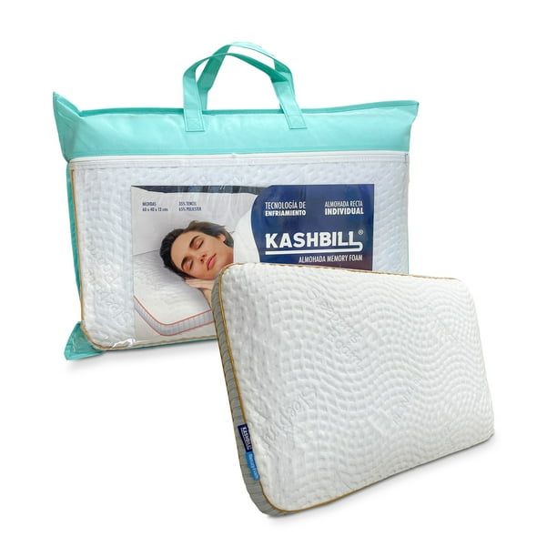 Almohada Kashbill Memory Foam Blue Gel, Hipoalergénica, Antibacterial y Transpirable - Máximo Confort y Frescura 60x40