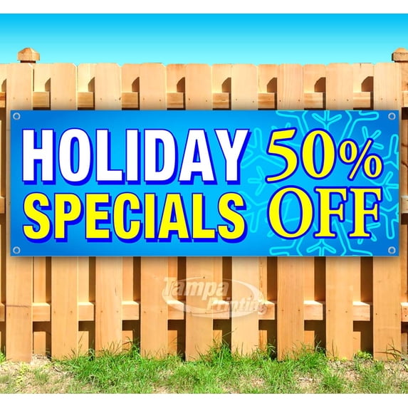 Holiday Specials 50% 13 oz Vinyl Banner With Metal Grommets