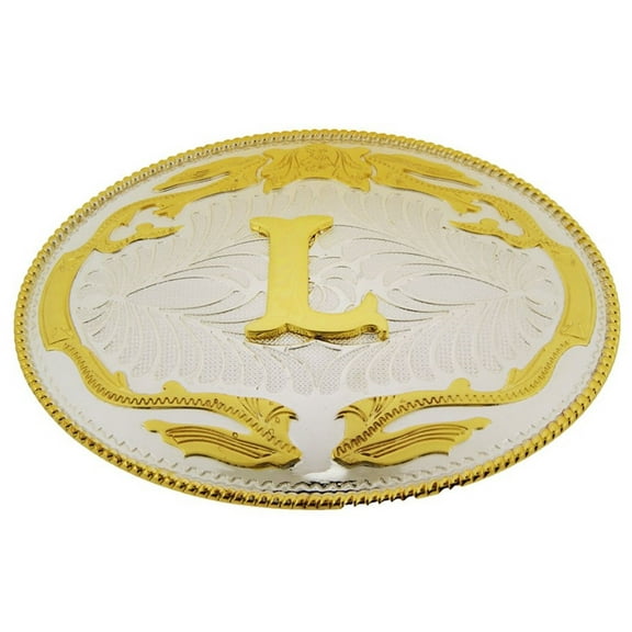 Big Initial L Letter Alphabet Belt Buckle Western Cowboy Rodeo Gold Silver Metal
