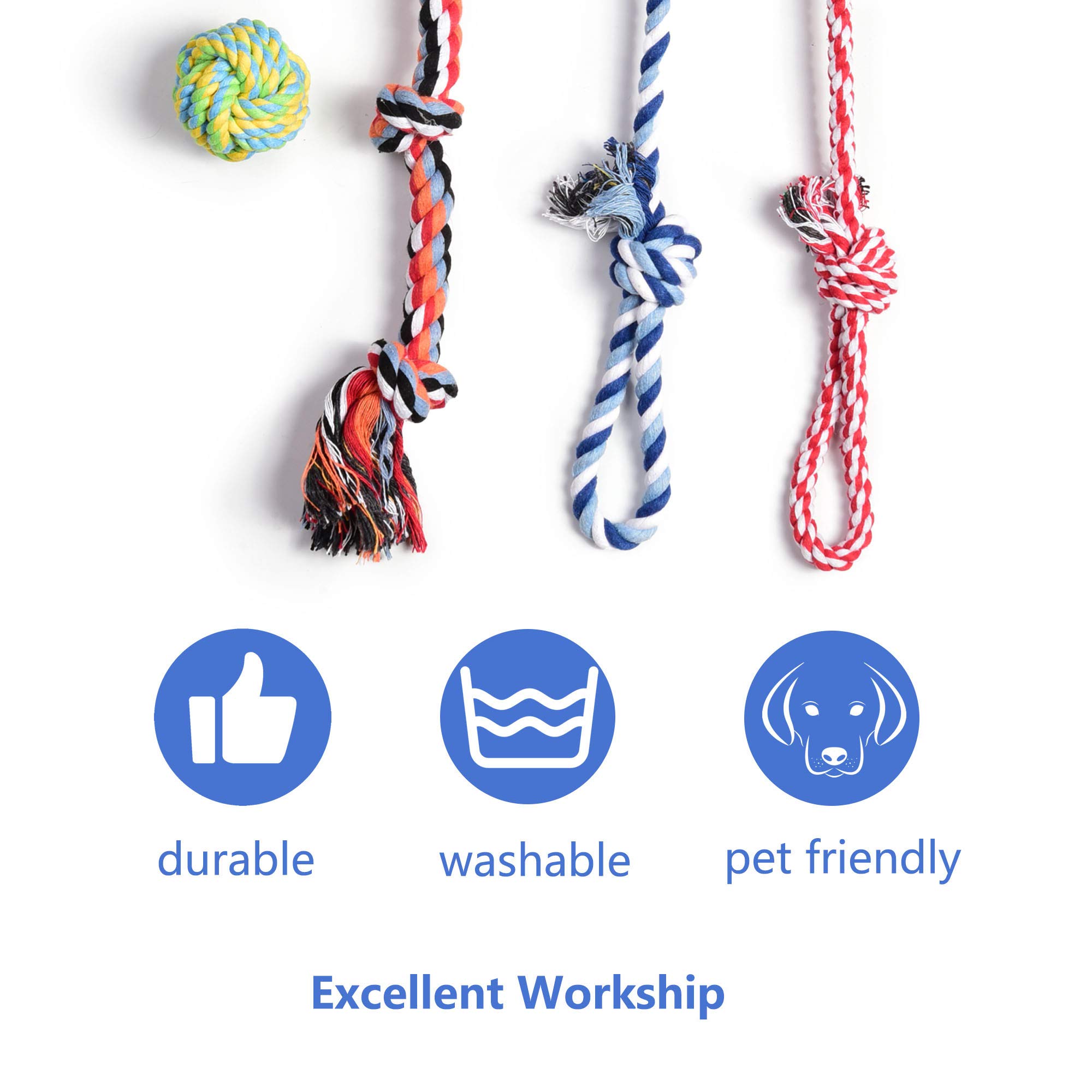 Dog Rope Toys 4 Pack, Puppy Teething Sturdy Cotton Chew Tug Indoor/Outdoor, Exercise Interactive Tug O'War Toys Set for Boredom Small-Meidum Dogs