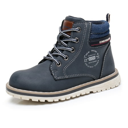 

Blikcon Kids Boys Lace-Up Outdoor Comfort Work Boots Side Zipper Outdoor Ankle Boots (Color : Navy Size : 11 Toddler)