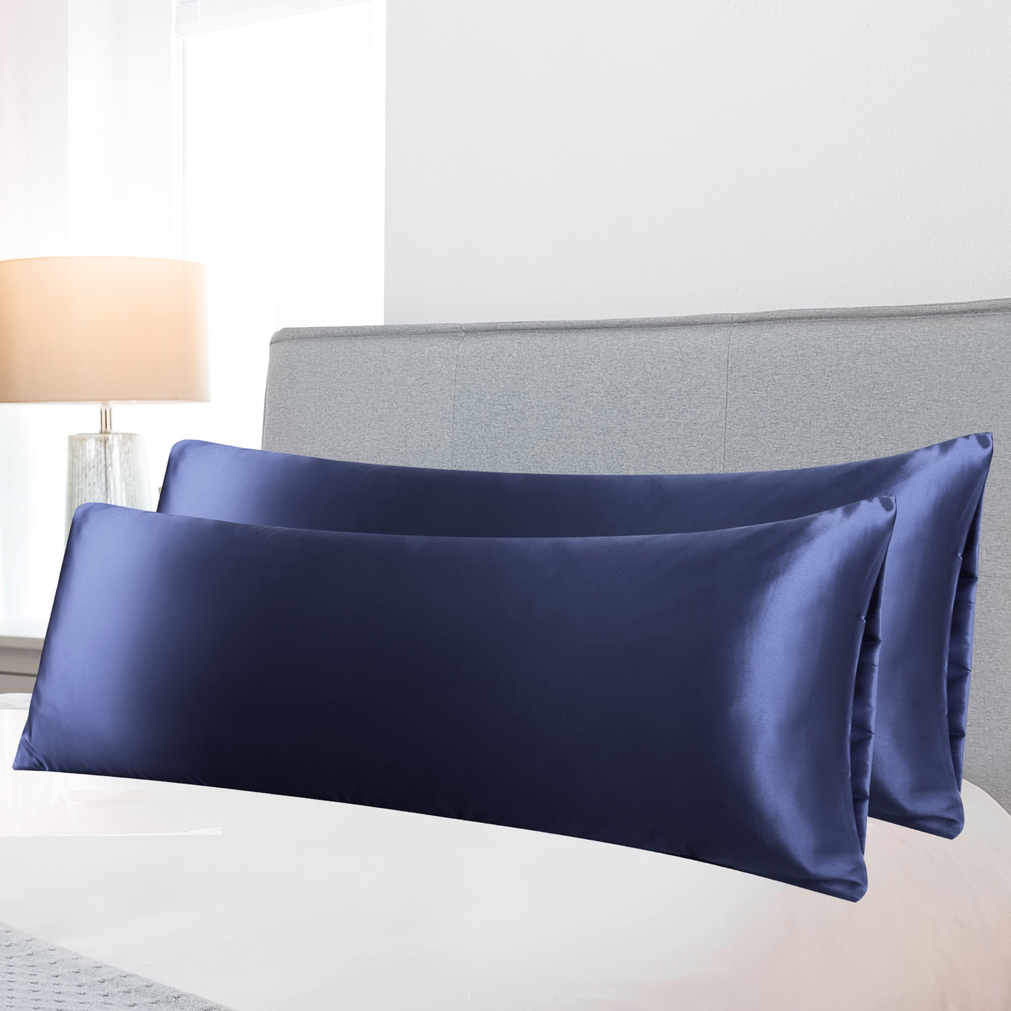 2pc Standard Queen King Satin Silky Pillow Shams Pillow Case Cover Home Bedding 
