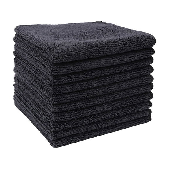 Black 30X30Cm Thick Absorbent Cleaning Cloth, Multi-Purpose Kitchen Towel, Reusable Microfiber Rag
