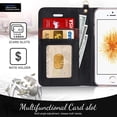 thumbnail image 3 of iPhone SE Case, iPhone 5S Case, iPhone 5 Case, XYCCA Premium PU Leather Wallet Case with Card Slots Wrist Strap Magnetic Protective Cover for iPhone SE/5S/5 (2016) Black, 3 of 8