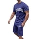 thumbnail image 2 of Conjunto de Sudadores de Hombres Impresión Casual Deportes de Manga Corta Cuello Redondo, Traje de Deporte de 2 Piezas con Pantalones de Corredores de Cintura Elástica, 2 of 4