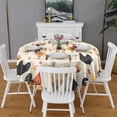 thumbnail image 2 of Beige Chicken Cartoon Pattern Round Tablecloth 60"x60",Wrinkle Wipeable Table Cloth for Kitchen Dining Room Picnic Patio Party, 2 of 6