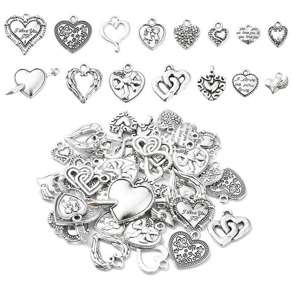 1set 45pcs 15 styles styles Alloy Pendants Mixed Shapes Antique Silver 12~20x9.5~33x1.5~3.5mm Hole: 1.5~3mm 3pcs/style