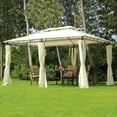 thumbnail image 2 of Homiyad 10x13 Cream White Gazebo Tent - Outdoor Shelter with Curtains, Vented 2-Tier Steel Frame Roof for All-Weather Patio Use | Aosom.com, 2 of 10